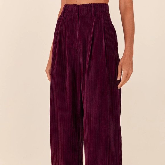 NWT FARM RIO Corduroy Wide Leg Pants, Burgundy - Picture 2 of 4